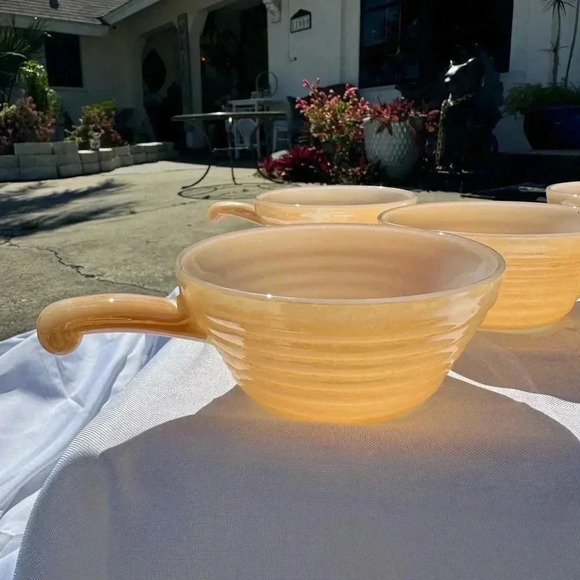 Vintage Fire King Ware Peach Luster Beehive Soup Bowl Collectible - Set of 8 - Picture 3 of 6